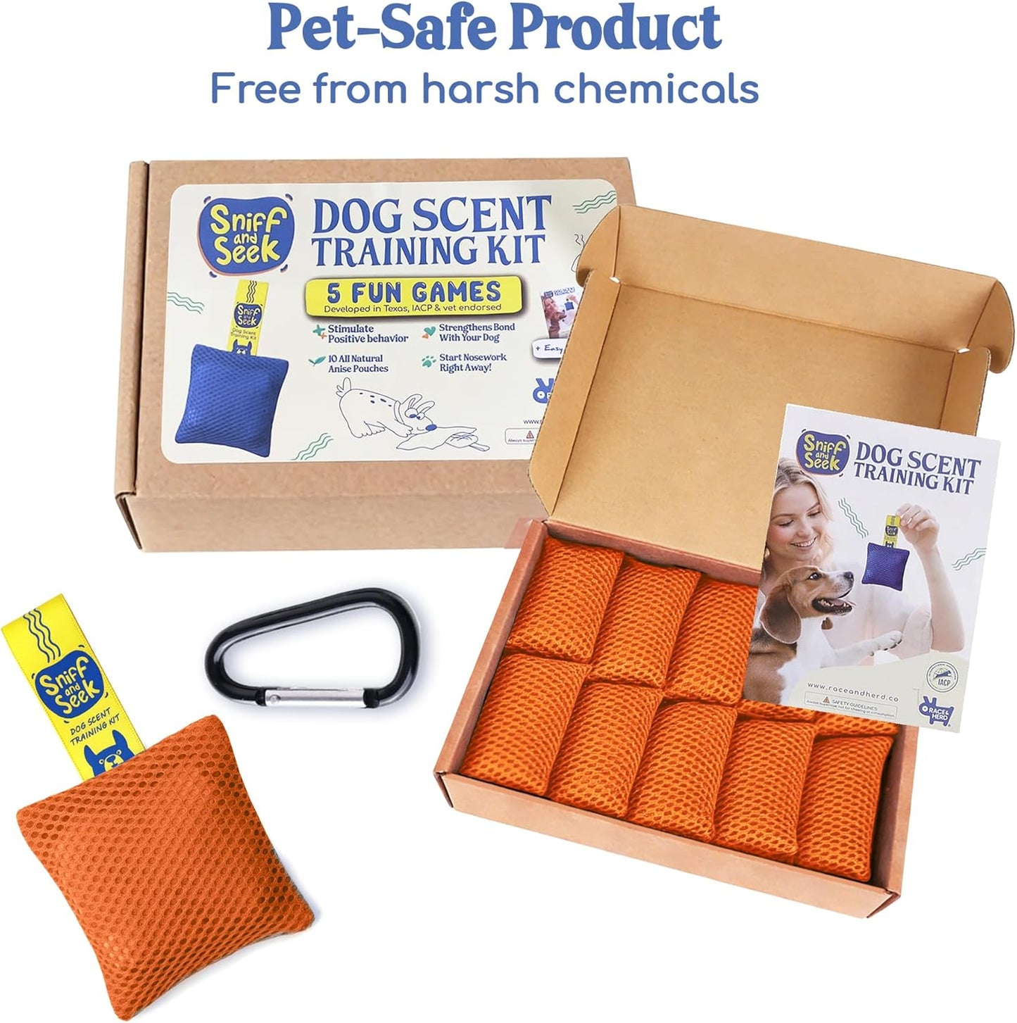 Sniff and Seek Dog Scent Game | Scent Training for Dogs | Orange - 10 Pack Box