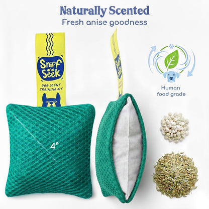Sniff and Seek Dog Scent Game | Scent Training for Dogs | Green - 10 Pack Box