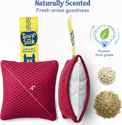 Sniff and Seek Dog Scent Game | Scent Training for Dogs | Red - 10 Pack Box