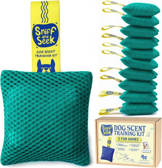 Sniff and Seek Dog Scent Game | Scent Training for Dogs | Green - 10 Pack Box