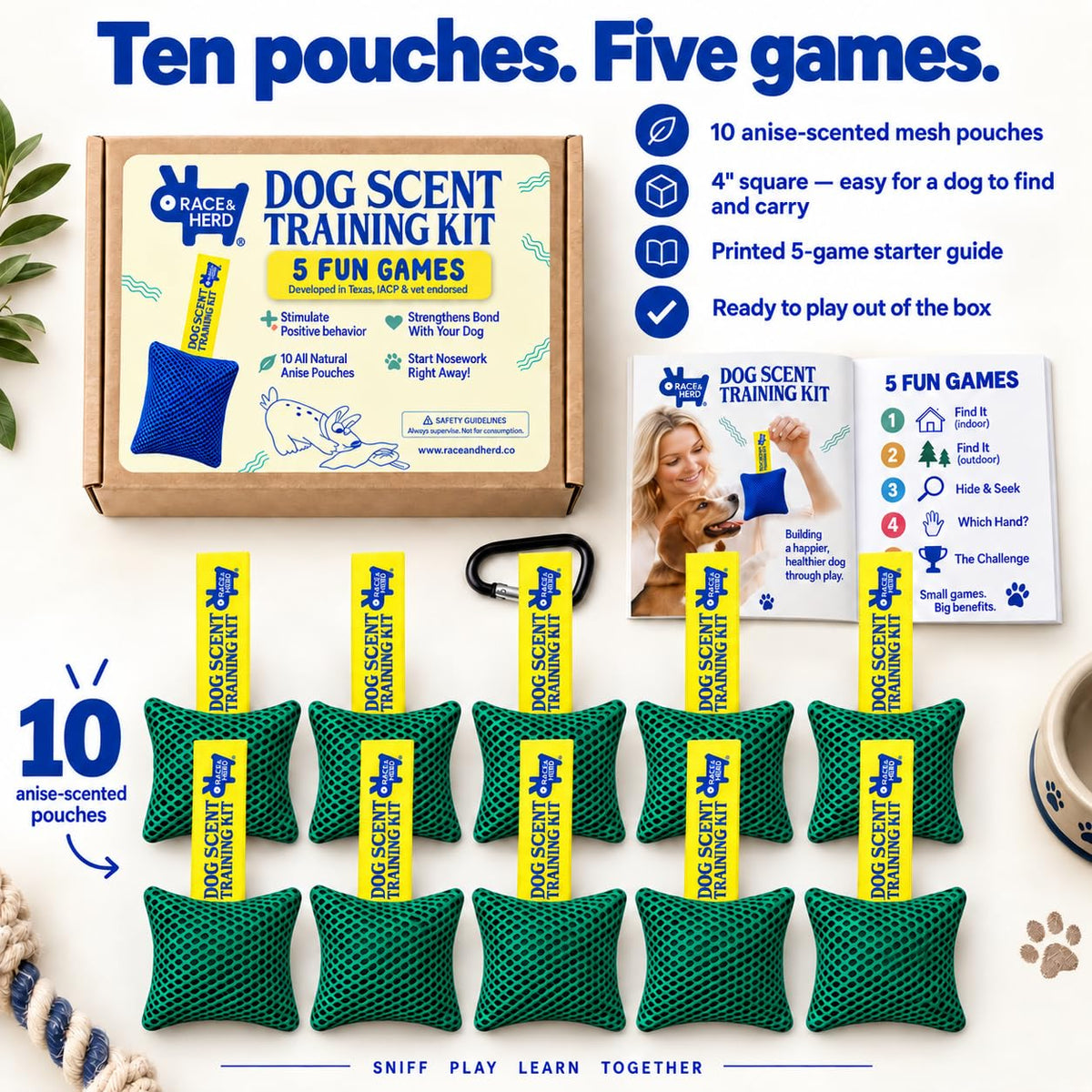 Original Dog Scent Training Kit — 10 Pcs Pouches Nosework Set (Sage)