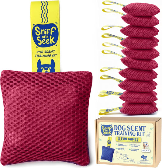 Sniff and Seek Dog Scent Game | Scent Training for Dogs | Red - 10 Pack Box