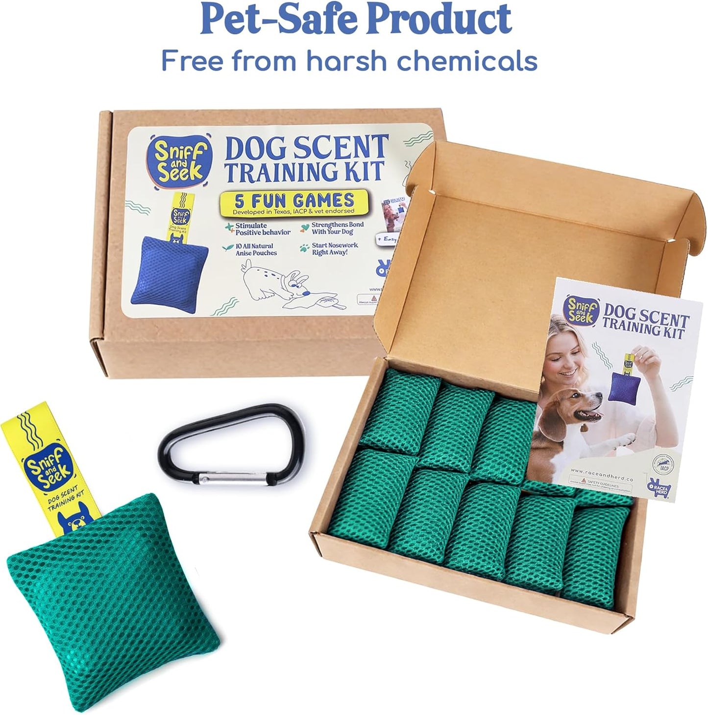 Sniff and Seek Dog Scent Game | Scent Training for Dogs | Green - 10 Pack Box