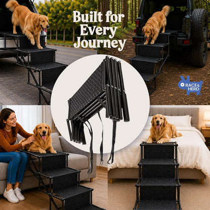 Stairs for Dogs to Get in Car — Folding Dog Steps - 18.5" (Onyx)
