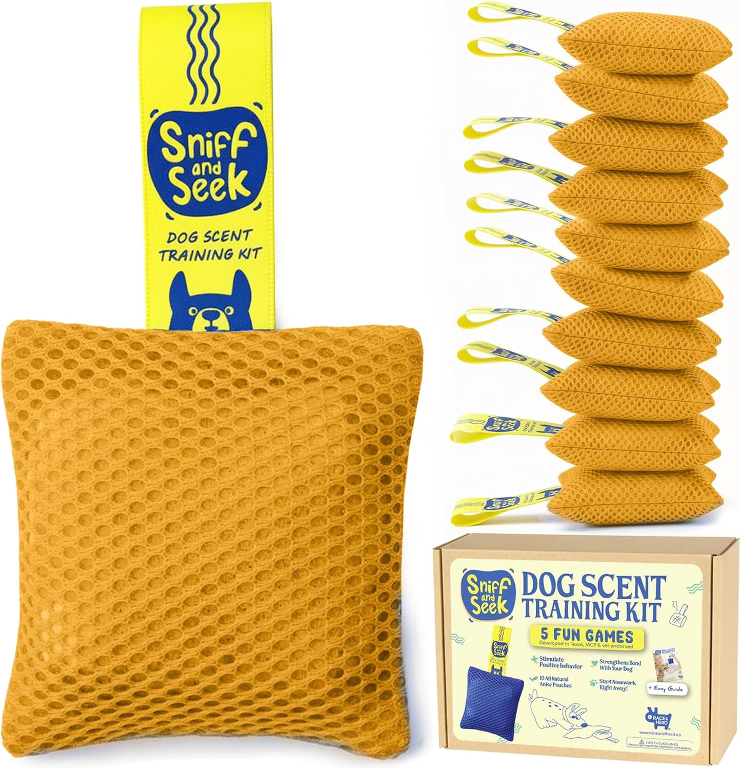 Sniff and Seek Dog Scent Game | Scent Training for Dogs | Yellow - 10 Pack Box