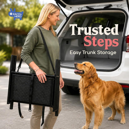 Stairs for Dogs to Get in Car — Folding Dog Steps - 18.5" (Onyx)