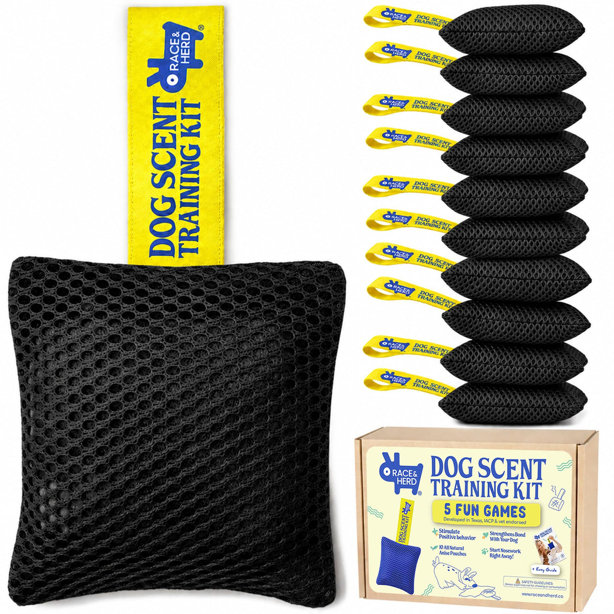Original Dog Scent Training Kit — 10 Pcs Pouches Nosework Set (Onyx)