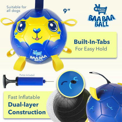 BaaBaa Ball |  Dog Soccer Ball With Tabs