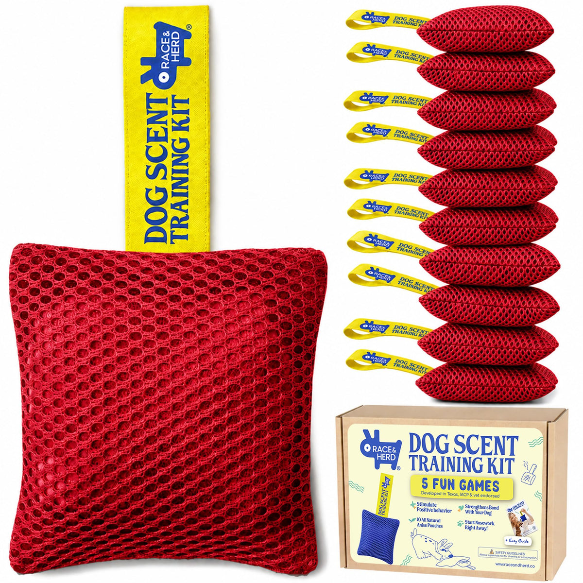 Original Dog Scent Training Kit — 10 Pcs Pouches Nosework Set (Cherry)