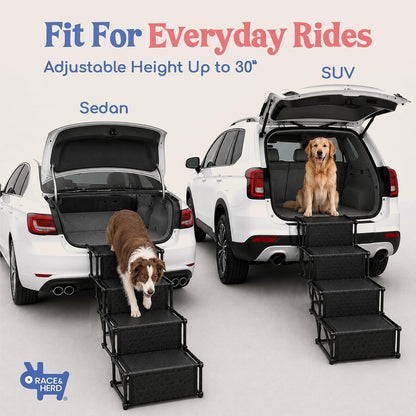Stairs for Dogs to Get in Car — Folding Dog Steps - 18.5" (Onyx)
