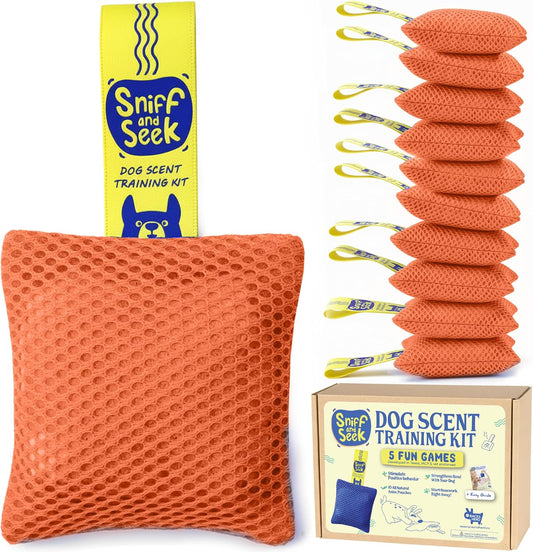 Sniff and Seek Dog Scent Game | Scent Training for Dogs | Orange - 10 Pack Box
