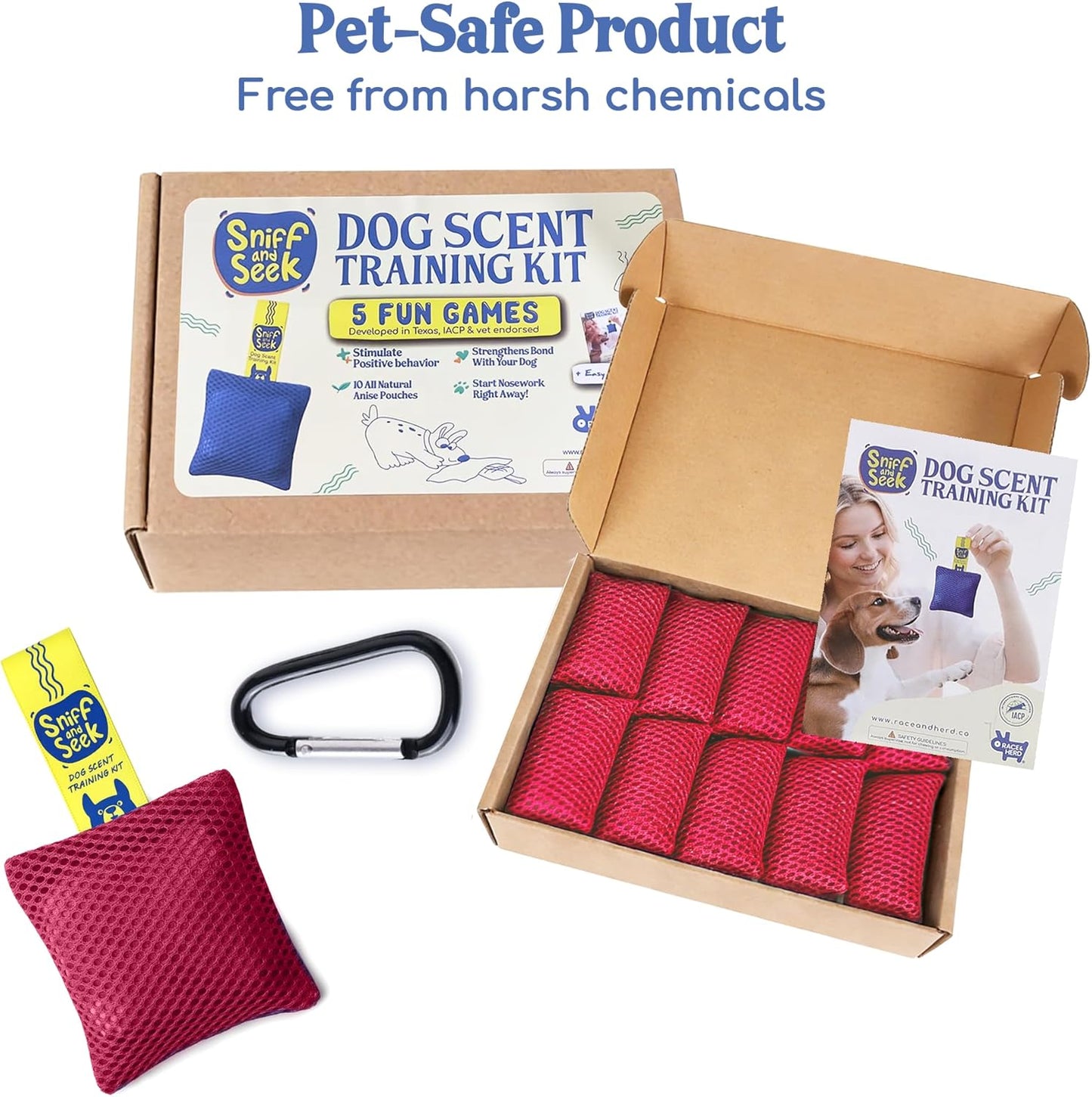 Sniff and Seek Dog Scent Game | Scent Training for Dogs | Red - 10 Pack Box