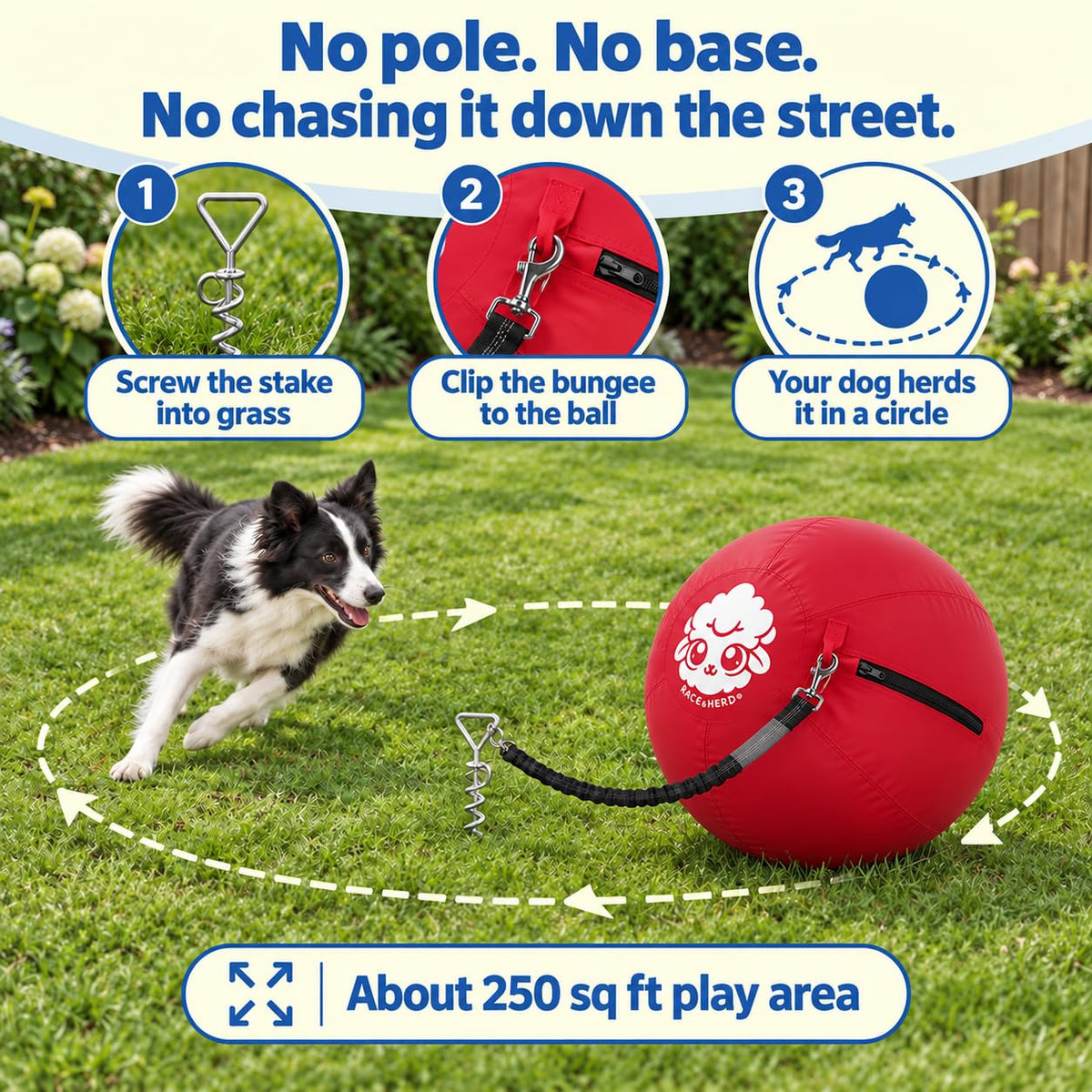 Herding Ball for Dogs Tetherball Set Outside 22" (Cherry)