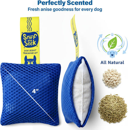 Sniff and Seek Dog Scent Game | Scent Training for Dogs | Blue - 10 Pack Box