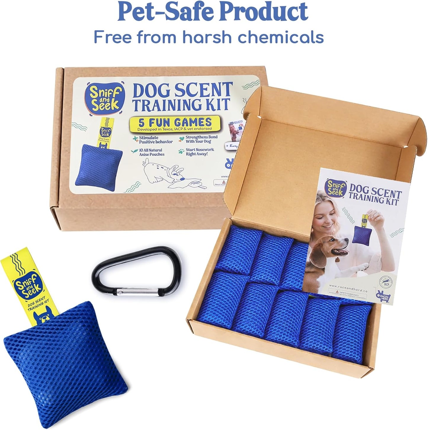 Sniff and Seek Dog Scent Game | Scent Training for Dogs | Blue - 10 Pack Box